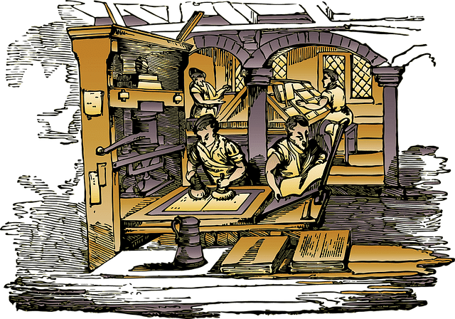 Men working with a printing press
